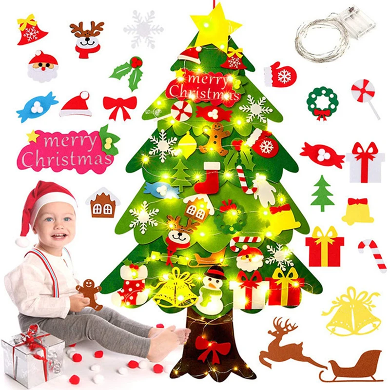 DIY Simțit Pom de Crăciun 2021 Crăciun Fericit Decoratiuni pentru Casa 2021 Ornamente de Crăciun Crăciun Crăciun Cadouri de Anul Nou 2022 Copac Imagine 0