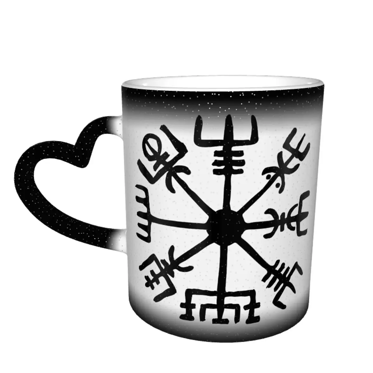 Schimbare culoare Cana în Cer Vegvisir Vikingii Busola cu Fermoar Husă de Epocă Ceramice sensibile la Căldură Cana de Umor Grafic cești de Cafea Imagine 0