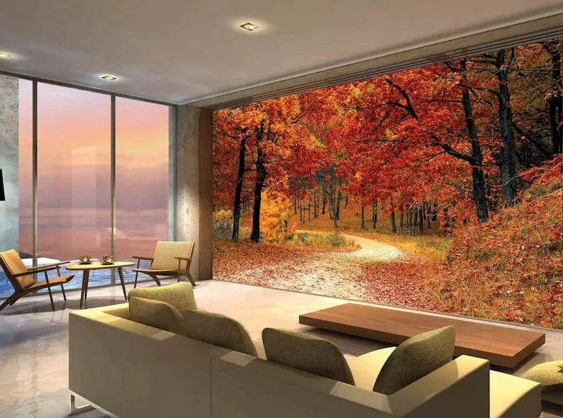 Toamna Frunze de Pădure Foto Wallpaper Picture Murale Acasă Decorare Dormitor acoperire de perete, decor de perete Imagine 0