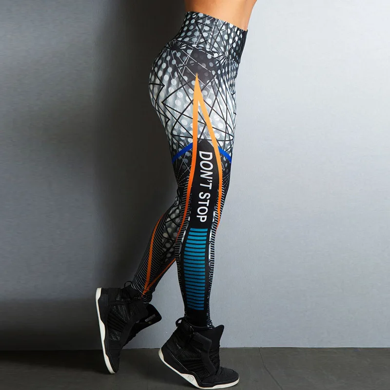 Sport Femei Fitness Rulează Pantaloni De Yoga Tipar Digital Litere Legging Push-Up Talie Mare Antrenament Colanti Imagine 0