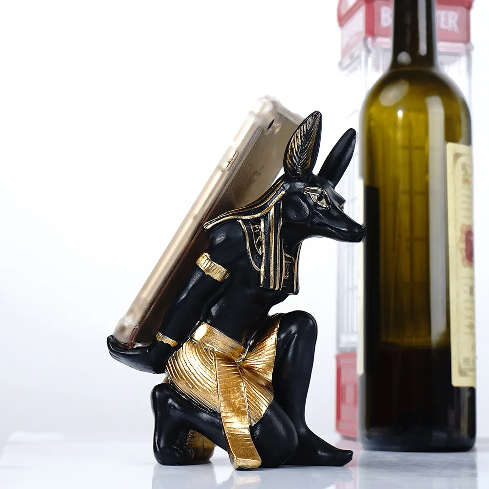 Rășină Anubis Dumnezeu Rack De Vin Figurine Decorative Moderne Egipt Câine Miniaturi Statui De Animale Acasă Interior Decor Birou Sculptura Imagine 0