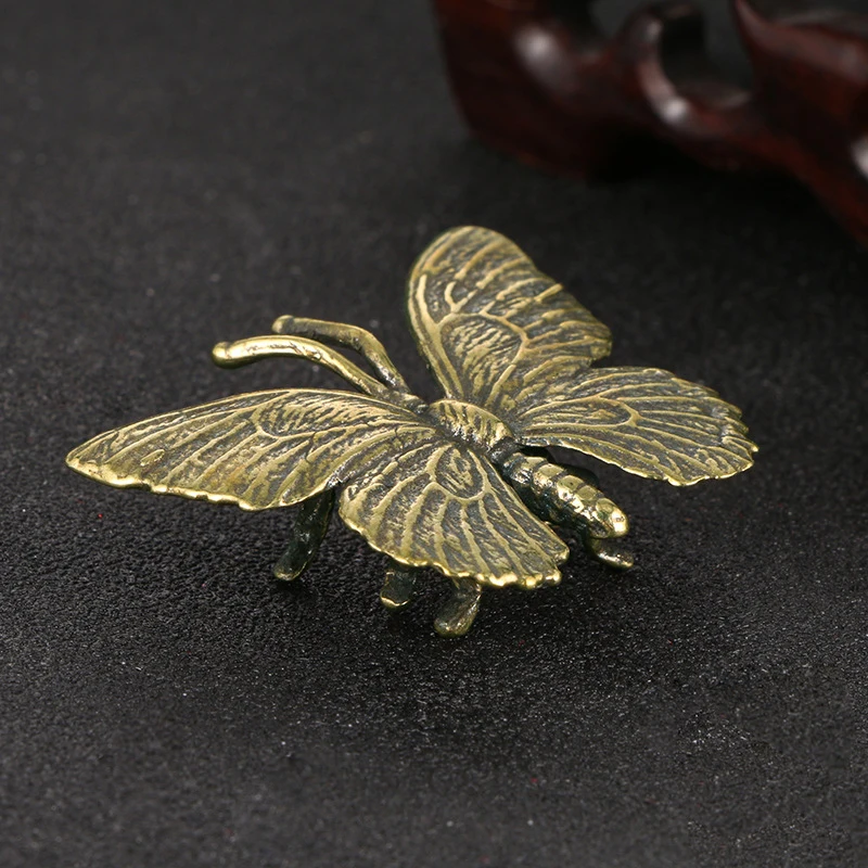 Solid Alamă Fluture Figurine Miniaturi Desktop Ornament De Cupru Antic Insecte Statuie Decor Acasă Meserii Imagine 0