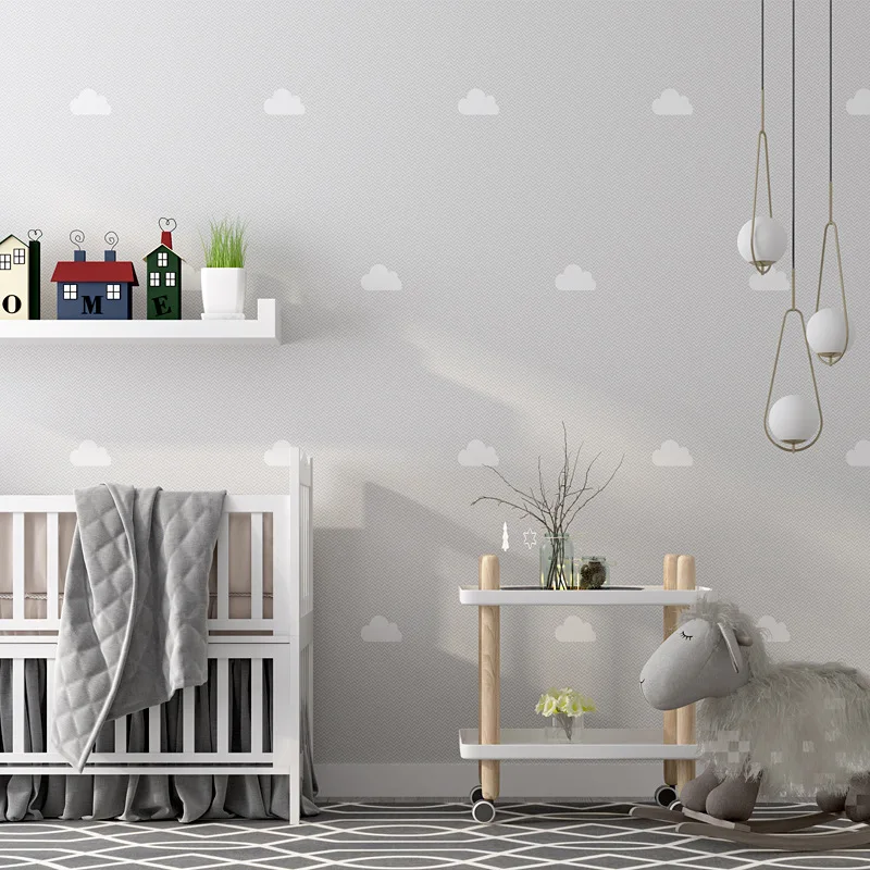 Stil Nordic Tapet Ins Cer Albastru și Nori Albi Cameră pentru Copii, Băieți și Fete Camera Dormitor de Printesa de Fundal de Perete Imagine 0