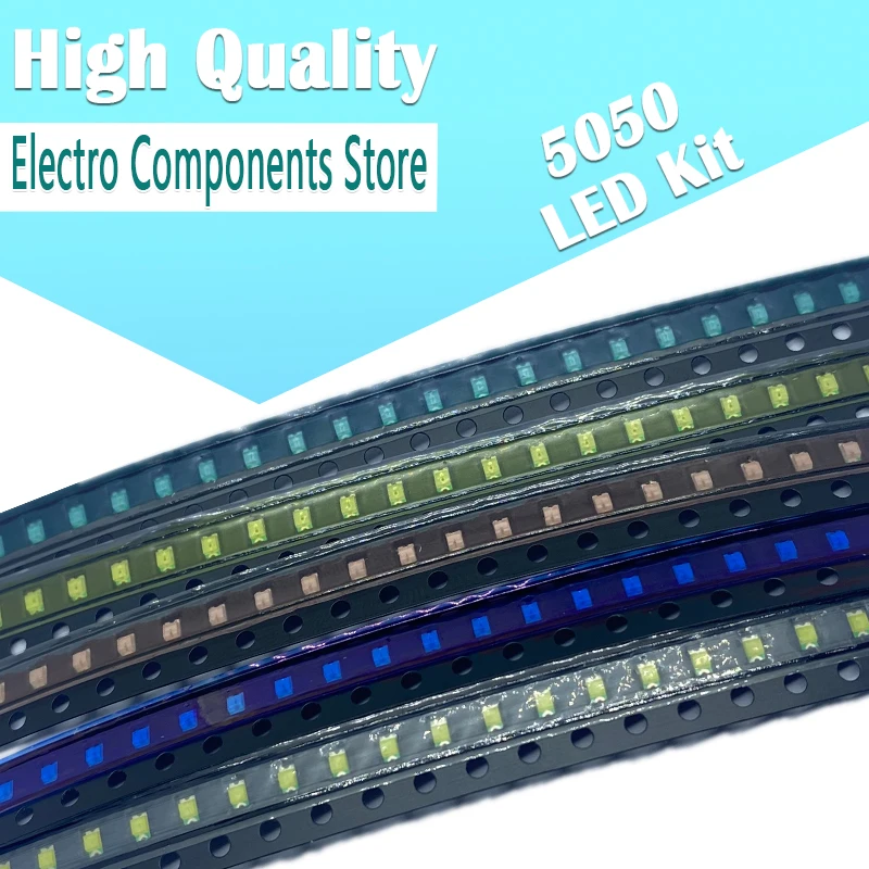100buc/Lot 5Colors 5050 LED Sortiment SMD LED Kit Roșu Verde Alb Albastru Galben Light-emitting Diode Luminescente Tub Imagine 0