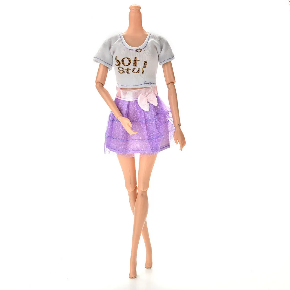 Crop Top Fuste Costum Set Bowknot Rochie De Petrecere, Fuste Pentru Papusa Barbie Cel Mai Frumos Cadou Jucarii Papusa Accessorises Moda Noua Manual Imagine 0