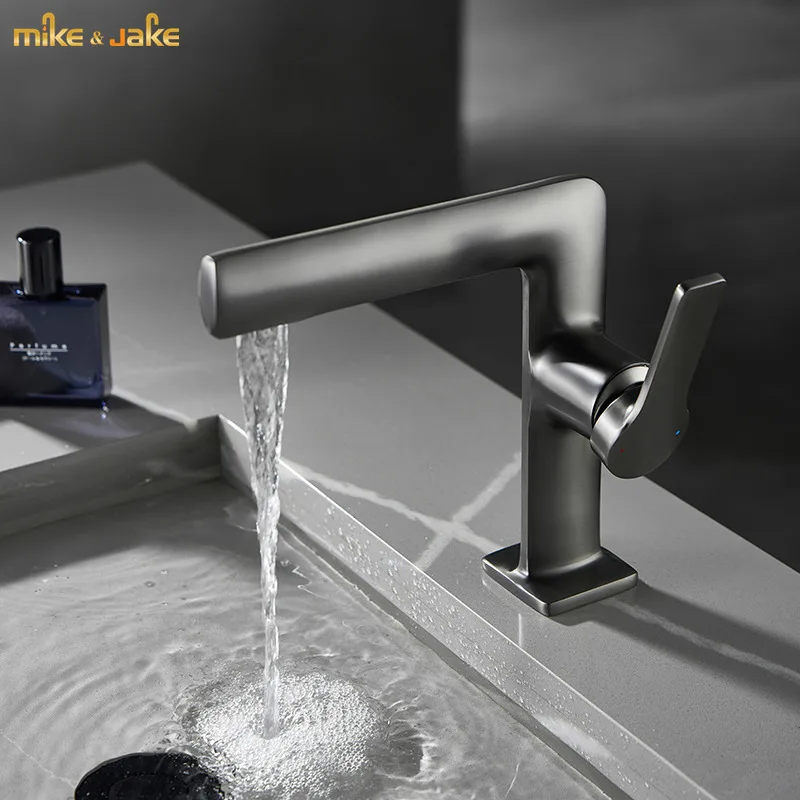 Gunmetal robinet baie de lux gunmetal bazinul mixer robinet rece și caldă chiuvetă mixer Nordic negru de baie pentru bazin Imagine 0