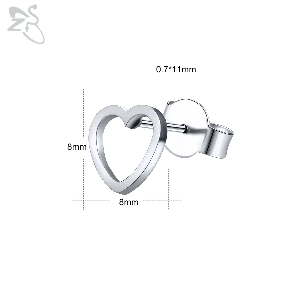 ZS 2 Buc de Inima Drăguț Cercei Pentru Femei Fete Minimalist din Oțel Inoxidabil Stud Cercei Accesorii Bijuterii Cadouri Boucles d'oreille Imagine 1