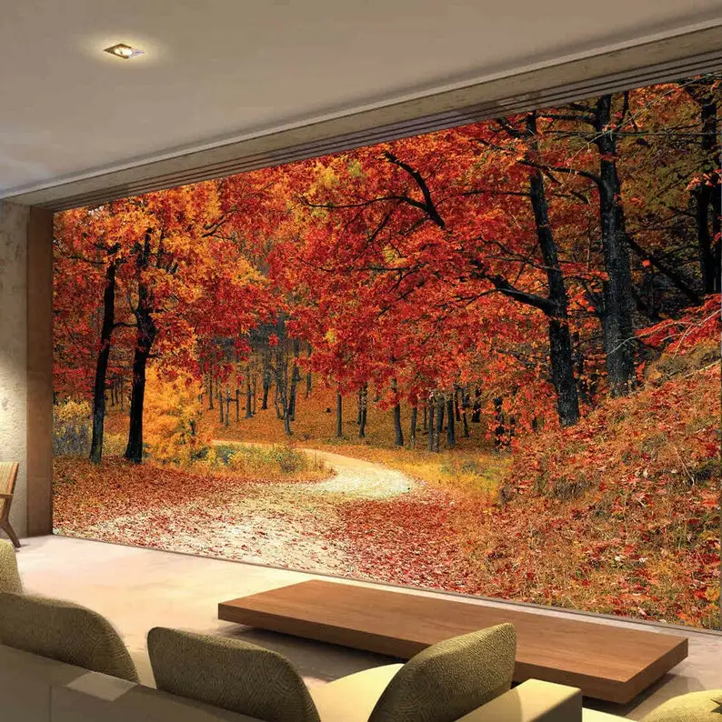 Toamna Frunze de Pădure Foto Wallpaper Picture Murale Acasă Decorare Dormitor acoperire de perete, decor de perete Imagine 1