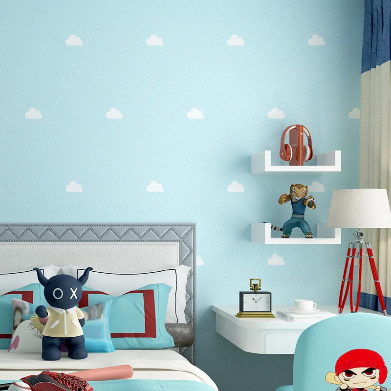 Stil Nordic Tapet Ins Cer Albastru și Nori Albi Cameră pentru Copii, Băieți și Fete Camera Dormitor de Printesa de Fundal de Perete Imagine 1
