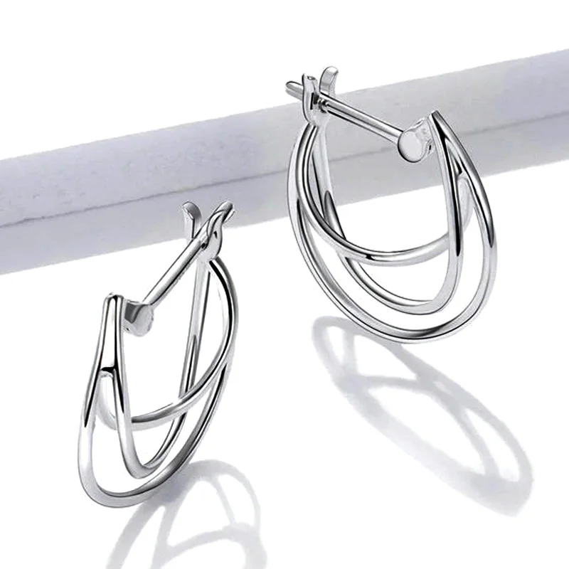 CAOSHI Design Simplu Hoop Cercei Femei Argint Metalic de Culoare la Modă de sex Feminin Contractat Doamna Cerc Cercei Accesorii Delicate Imagine 1