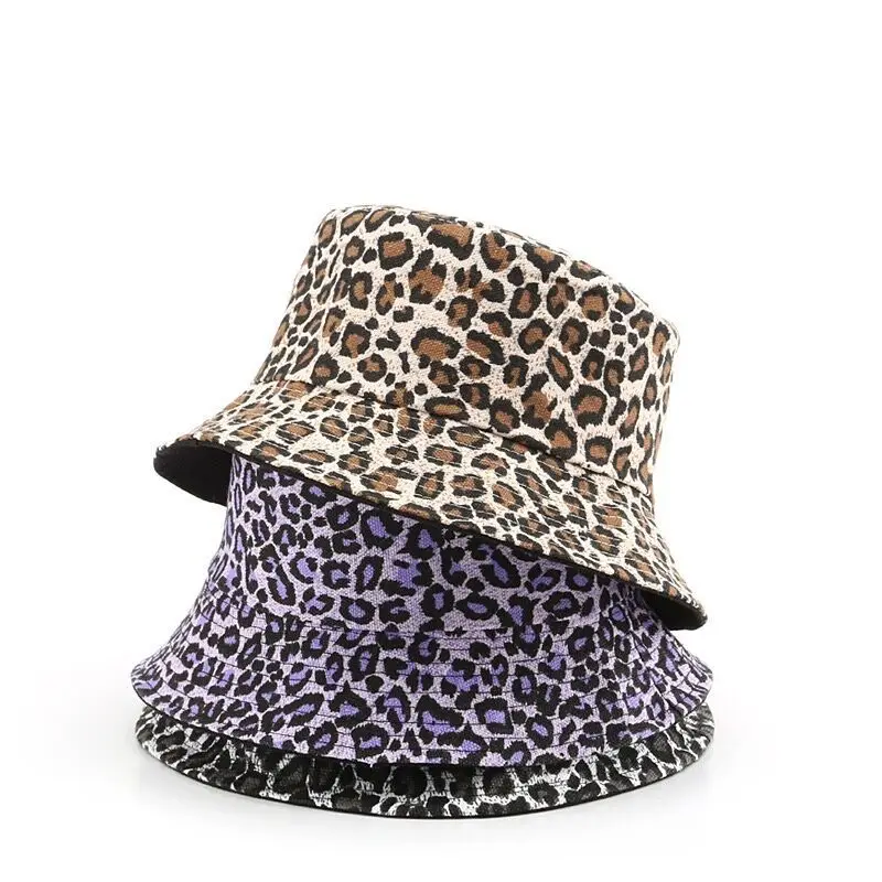 2020 Leopard de Imprimare Găleată Pălărie Reversibile Pescar Pălăria în aer liber, de Călătorie Panama Pălărie de Soare Capac Pălării Pentru Bărbați și Femei Imagine 1