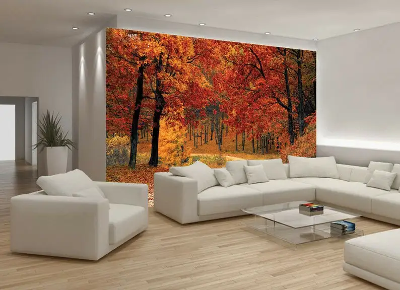 Toamna Frunze de Pădure Foto Wallpaper Picture Murale Acasă Decorare Dormitor acoperire de perete, decor de perete Imagine 2