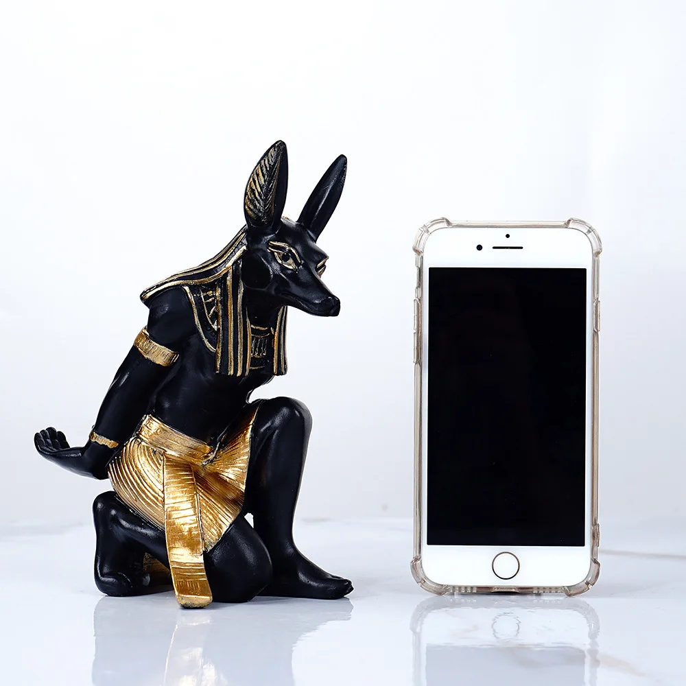 Rășină Anubis Dumnezeu Rack De Vin Figurine Decorative Moderne Egipt Câine Miniaturi Statui De Animale Acasă Interior Decor Birou Sculptura Imagine 2