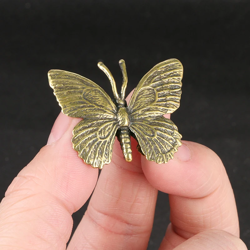 Solid Alamă Fluture Figurine Miniaturi Desktop Ornament De Cupru Antic Insecte Statuie Decor Acasă Meserii Imagine 2