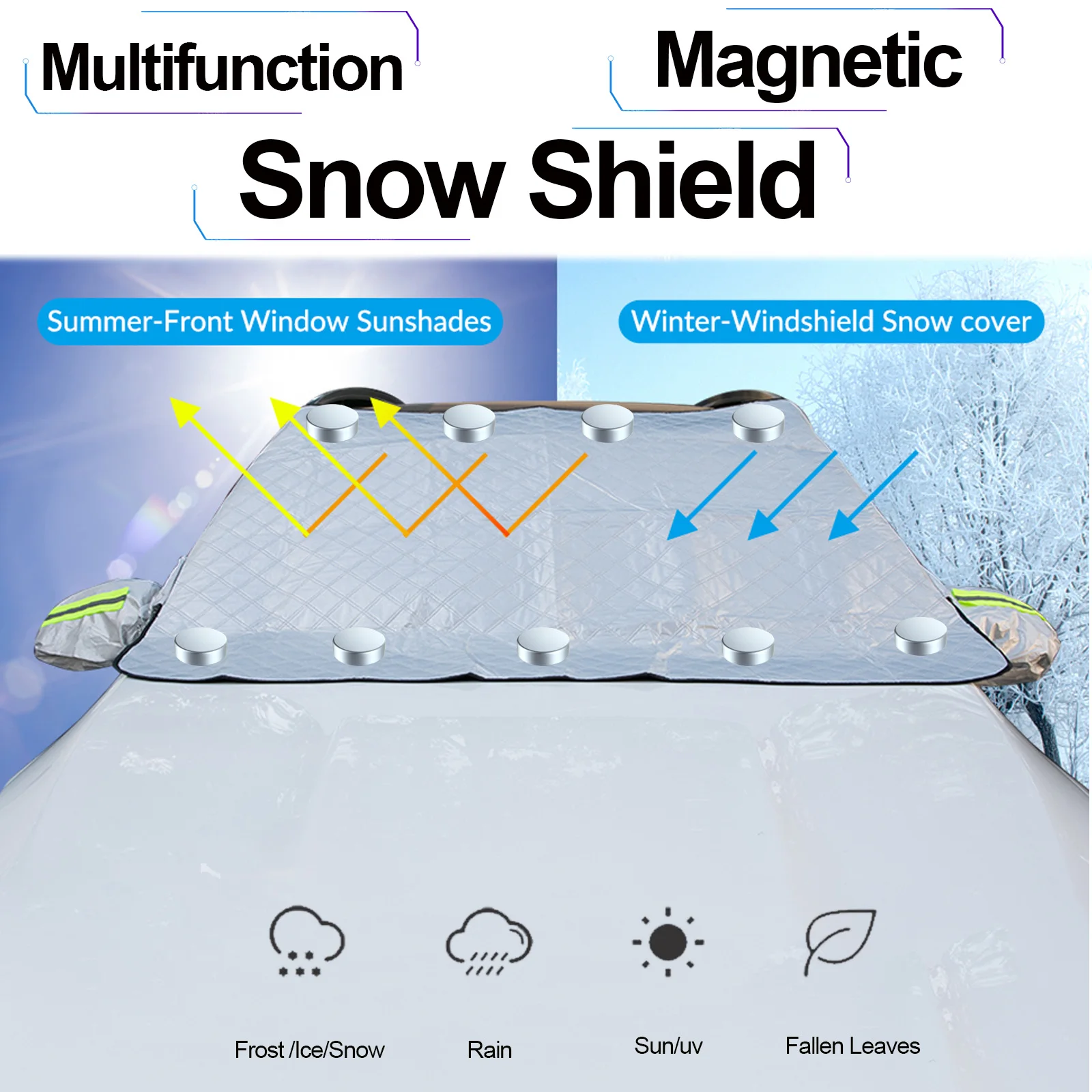 APKTNKA Magnetic de Iarnă, Mașini de Zăpadă Scut Auto Parbriz stratul de Zăpadă parasolar Impermeabil Protector Auto Parbriz, Capac Imagine 2