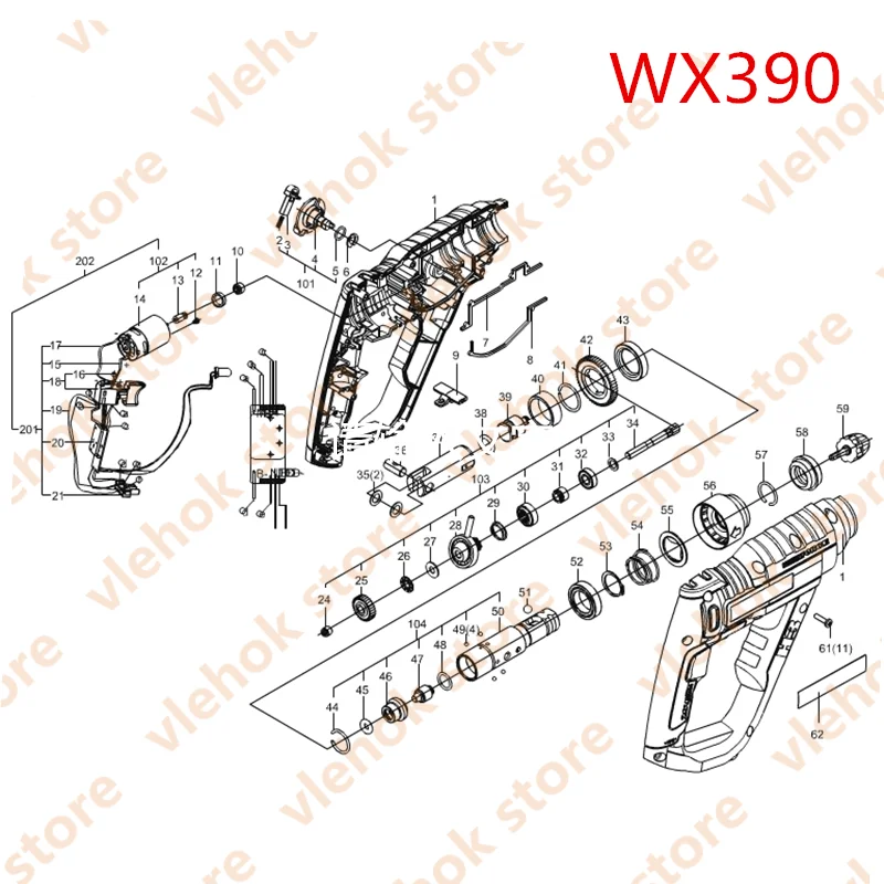 Butonul de reglare a ansamblului de WORX WX390 WX390.1 WX390.9 WX390.31 WU390 WU390.9 WX336.1 WX336.2 50023027 Instrument De Putere Accesorii Imagine 3