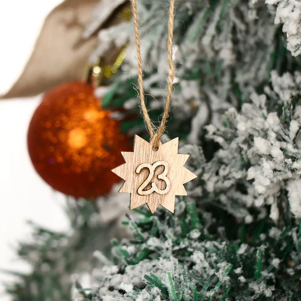 24buc/set Ornament DIY Clipuri Crăciun din Lemn Pandantiv Numărătoarea inversă Agățat Etichete, Eticheta cu Numărul de Crăciun Advent Calendar Imagine 3