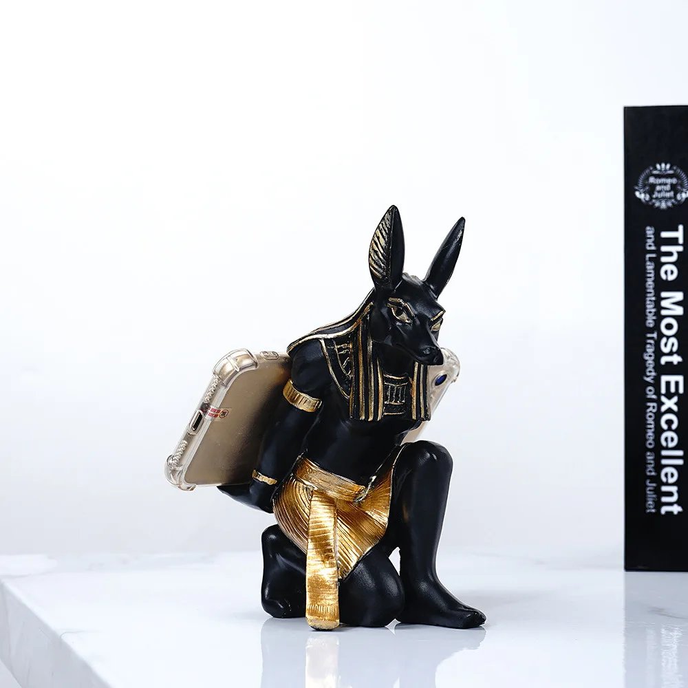 Rășină Anubis Dumnezeu Rack De Vin Figurine Decorative Moderne Egipt Câine Miniaturi Statui De Animale Acasă Interior Decor Birou Sculptura Imagine 3