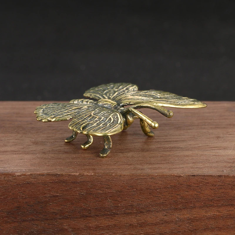 Solid Alamă Fluture Figurine Miniaturi Desktop Ornament De Cupru Antic Insecte Statuie Decor Acasă Meserii Imagine 3