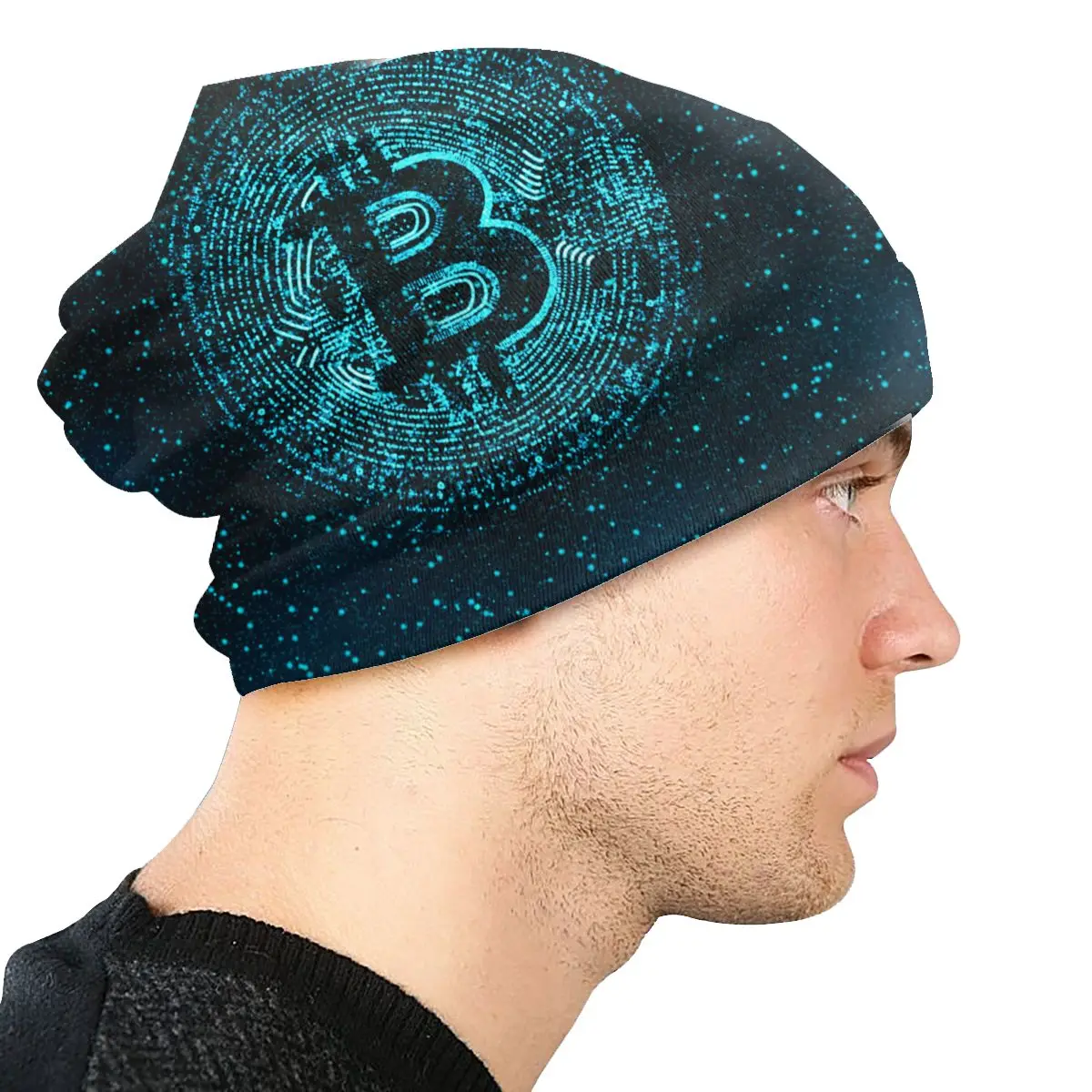 Bitcoin, Moneda Digitală Sepci Hip Hop Toamna Iarna în aer liber Chelioși Căciuli Palarie Unisex Barbati Femei Homme Cald Capota Pălărie Tricot Imagine 3