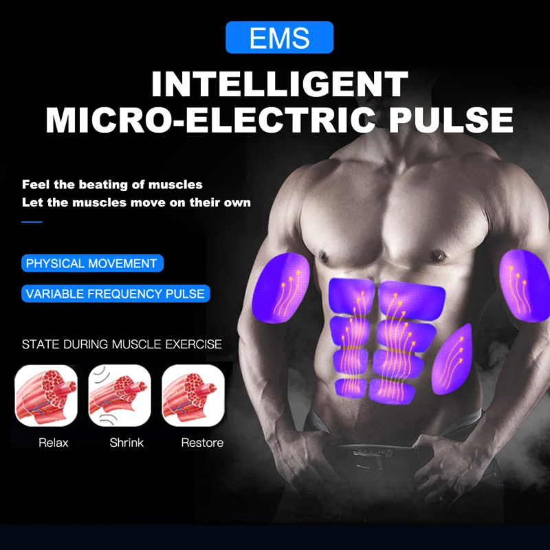 Reîncărcabilă EMS Musculare Abdominale Stimulator Antrenor Electrostimulare de Fitness, Masaj Braț, Abdomen Musculare Exercițiu de Gimnastică Acasă Imagine 3