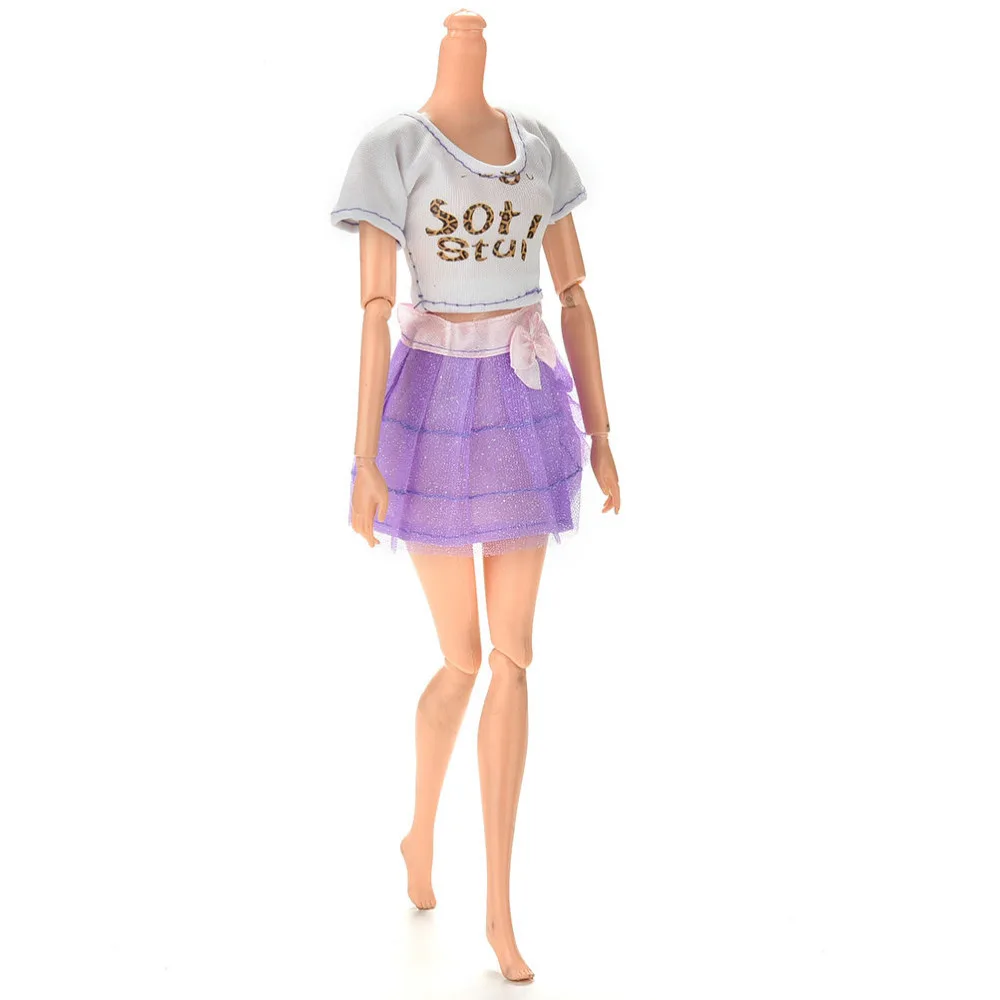 Crop Top Fuste Costum Set Bowknot Rochie De Petrecere, Fuste Pentru Papusa Barbie Cel Mai Frumos Cadou Jucarii Papusa Accessorises Moda Noua Manual Imagine 3