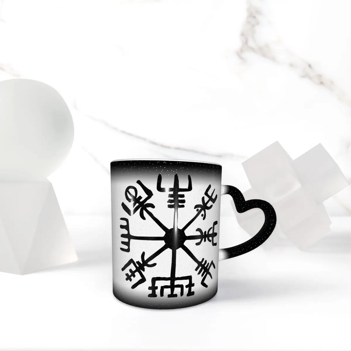 Schimbare culoare Cana în Cer Vegvisir Vikingii Busola cu Fermoar Husă de Epocă Ceramice sensibile la Căldură Cana de Umor Grafic cești de Cafea Imagine 4