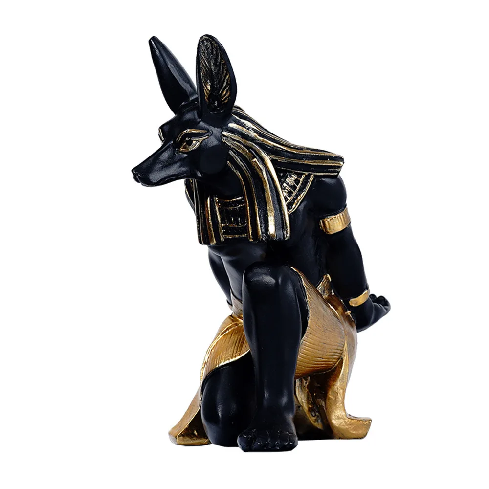 Rășină Anubis Dumnezeu Rack De Vin Figurine Decorative Moderne Egipt Câine Miniaturi Statui De Animale Acasă Interior Decor Birou Sculptura Imagine 4