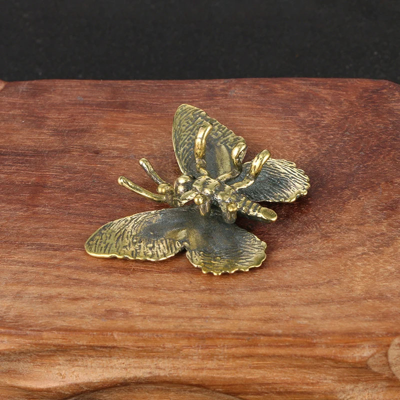 Solid Alamă Fluture Figurine Miniaturi Desktop Ornament De Cupru Antic Insecte Statuie Decor Acasă Meserii Imagine 4