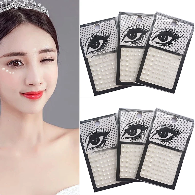 Față Bijuterii Pearl Eyeshadow Autocolante DIY Decal Rășină Tatuaj Temporar Corpul Ochi Unghii Decal Auto-Adeziv 3D Diamond Decor Imagine 5
