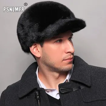 Barbati frumosi naturala nurca blană pălării de toamnă și de iarnă caldă de moda de lux autentic toată blană de nurcă viziere capac pentru bărbați pălărie