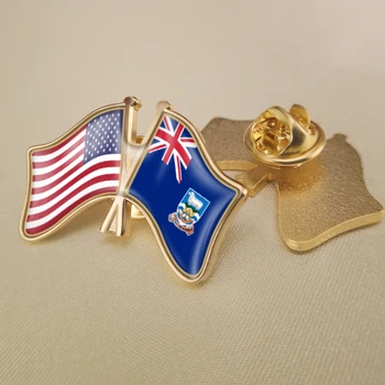Statele unite ale americii și Insulele Falkland Trecut Dublu Prietenie Steaguri insigne, Brosa Insigne