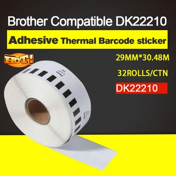 2X Role Fratele Compatibil DK22210 adeziv Termic de coduri de bare autocolant