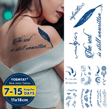 Albastru Cerneală Suc Impermeabil Tatuaj Temporar Autocolant Engleză Pene Gunner Body Art Tatuaj Fals Bărbați Femei Lungă Durată Tatuaje
