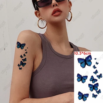 3D Femei Bărbați Impermeabil Tatuaj Temporar Model Clavicula Petrecere Decalcomanii Albastru Fluture Tatuaj Autocolante pentru Fete Lady
