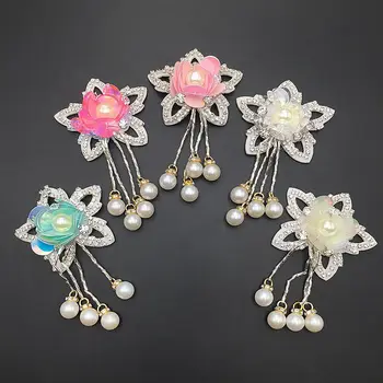 1 buc 3d Handmade cu margele stras ciucure perla Patch-uri pentru haine Coase pe aplicatiile de paiete broderie flori parches