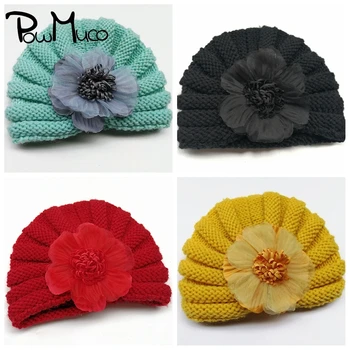 Powmuco Moda Flori Artificiale Cu Dungi Pălării Copilul Confortabil Cald Tricotat Lână Capace Copilul Pălării Copii Recuzită Fotografie