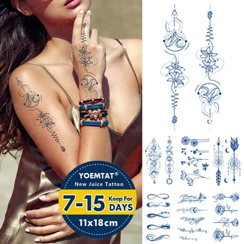Semi-Permanent Impermeabil Tatuaj Temporar Autocolante De Flori De Henna Totem Suc De Durată Cerneală 7-15 Zile Genipin Pe Bază De Plante Fals Brațul Tatoo