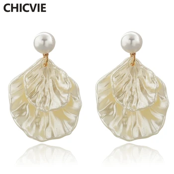 CHICVIE Brand de Lux Sea Shell Cercei Stud Cristal Pentru Femei Farmece Cercel Bijuterii Declarație Pearl Shell Cercei SER190113