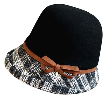 Toamna Iarna Fedoras Femei Pălărie Vintage Elegant Bowknot Lână Doamnelor Pălărie Dom Simțit Nunta Biserica Jazz Capac Bowler