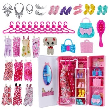 Papusa Printesa Dulap Fete Favoare Partid Cadou Consumabile Portabil Barbie Păpuși Masa De Joc Creativ Cadou Copil
