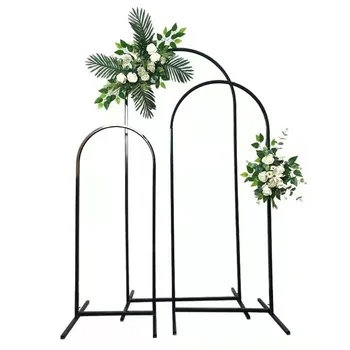 3 seturi de nunta recuzită aspect arcuit arc de fundal etapă decor de bun venit road duce decor de nunta suport de flori fier