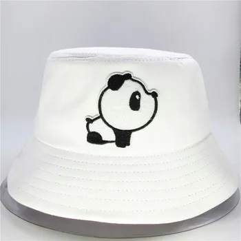 LDSLYJR Panda Animal broderie de bumbac Pălărie Găleată Pălărie Pescar călătorie în aer liber pălărie de Soare Capac Pălării pentru bărbați și Femei 154