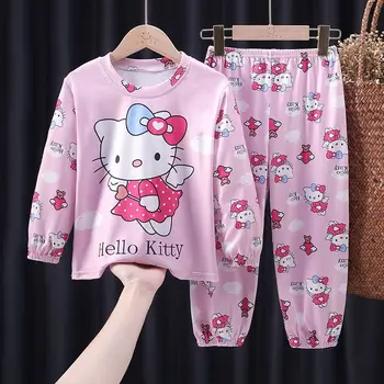 Sanrio Hello Kittys Copii Subtiri Cu Maneca Lunga, Pijamale Student Desene Animate Uzura Acasă Fată Drăguță Anime Cald Iarna Seturi Cadou De Crăciun