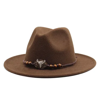 Margine Largă Lână Simțit Jazz Pălării Fedora Panama Stil Femei Doamnelor Trilby Jucător Moda Pălărie De Petrecere Cowboy Umbrelă De Soare Capac