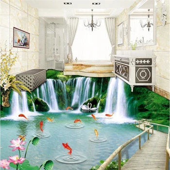 wellyu Personalizat podele pictura 3D gresie natura pod de lemn waterfall 3D parchet gazete de perete decor acasă papel de parede