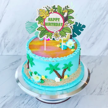 Hawaiian Tematice Happy Birthday Cake Topper Petrecere De Ziua De Hârtie Banner Flamingo Baloane De Decorare Tort De Nunta De Vara Decor