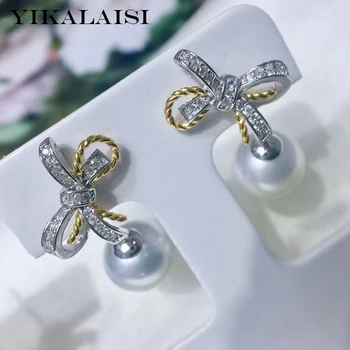 YIKALAISI argint 925 runda pearl cercei pentru femei 2020 naturale de înaltă calitate bijuterii perla 9-10 mm Cadou de Ziua Mamei