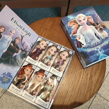 Disney Frozen 6Pcs Elsa Anna Figura de Papusa Printesa Jucării Snow Queen Copii Fete Jucarii Papusi Elsa Haine pentru Păpuși pentru Copii Cadouri