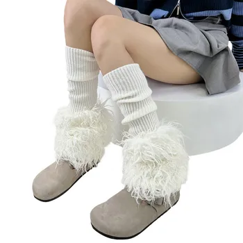 Femei Sosete Toamna Iarna Încălzit de Picior Termică Ciorapi de Culori de Contrast de Pluș Cald Mâneci Picior de Boot Mansete pentru a Acoperi Streetwear